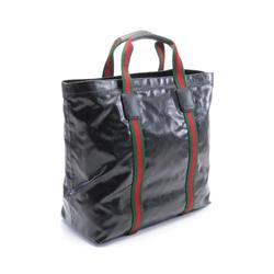 Gucci GG Crystal Sherry Line Tote Bag, Coated Canvas, Leather, Men's, Black, 763287FACKN1064