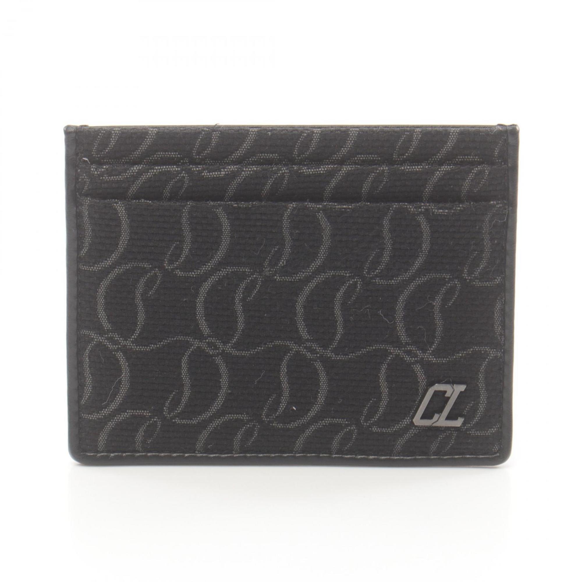 Christian Louboutin Business Card Holder/Card Case Canvas Leather Men's Black 1245224B137