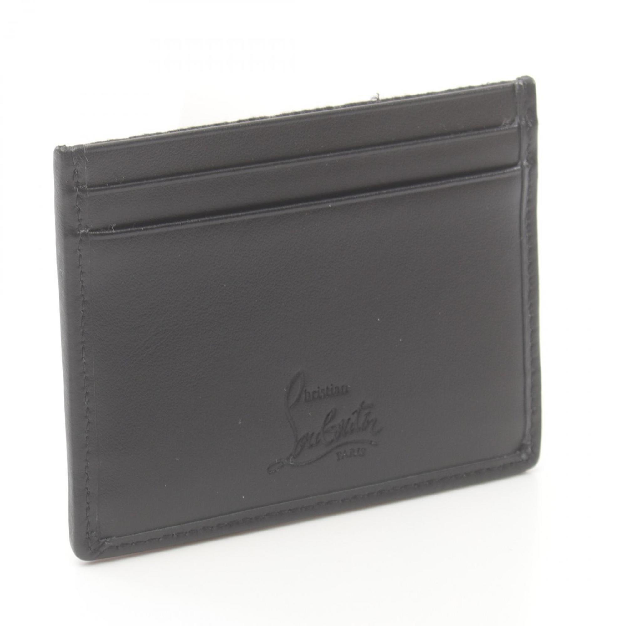 Christian Louboutin Business Card Holder/Card Case Canvas Leather Men's Black 1245224B137