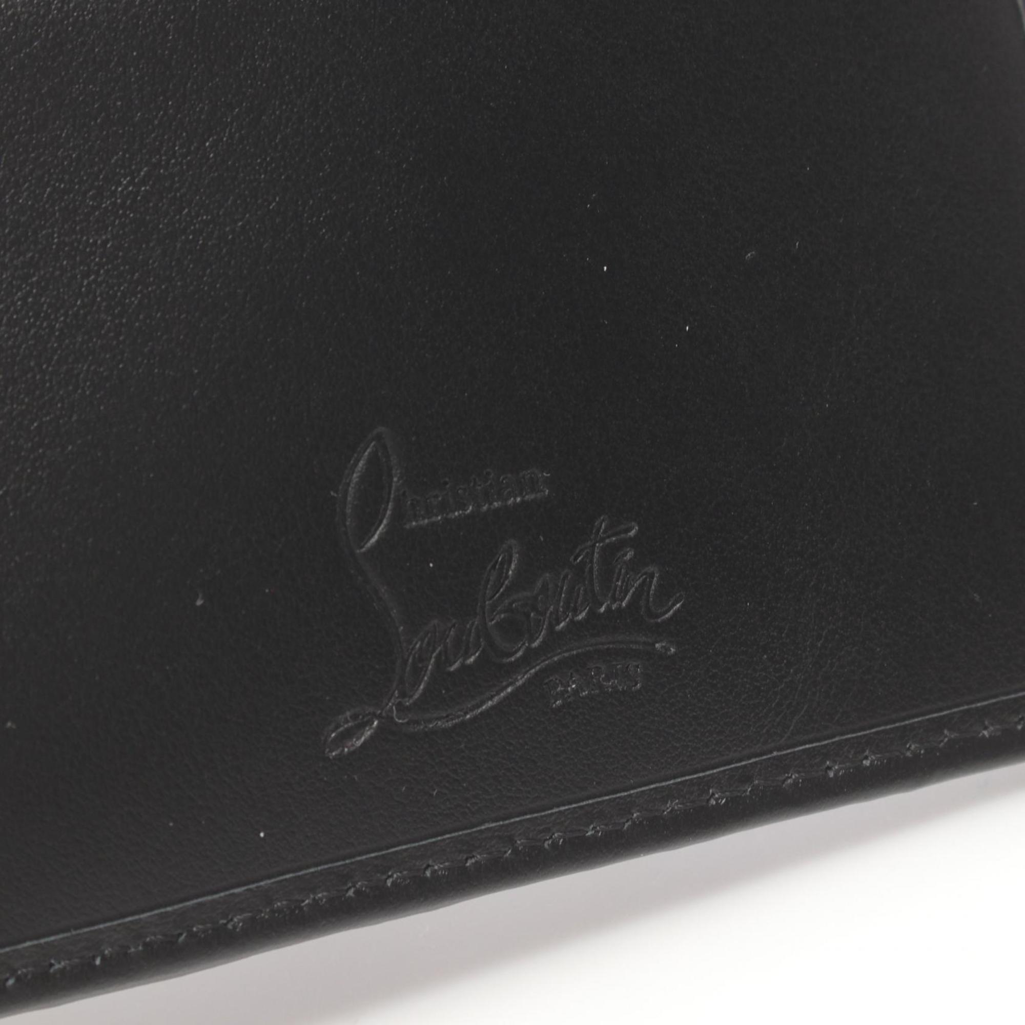 Christian Louboutin Business Card Holder/Card Case Canvas Leather Men's Black 1245224B137