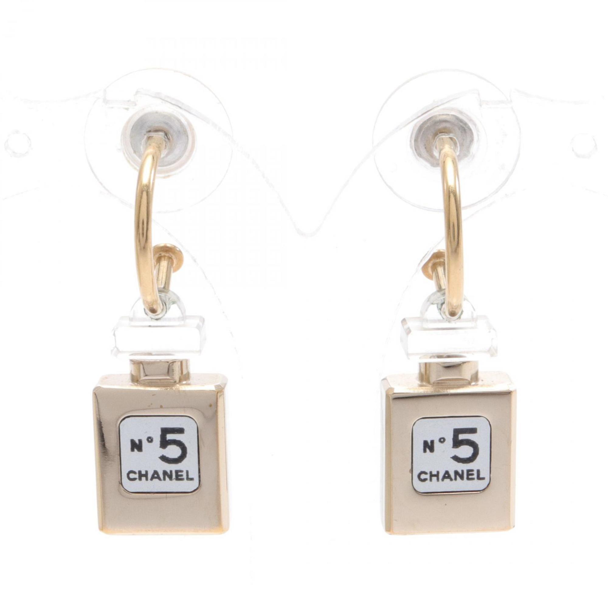 CHANEL No.5 Earrings GP (Gold Plated) Plastic Women's Gold Clear