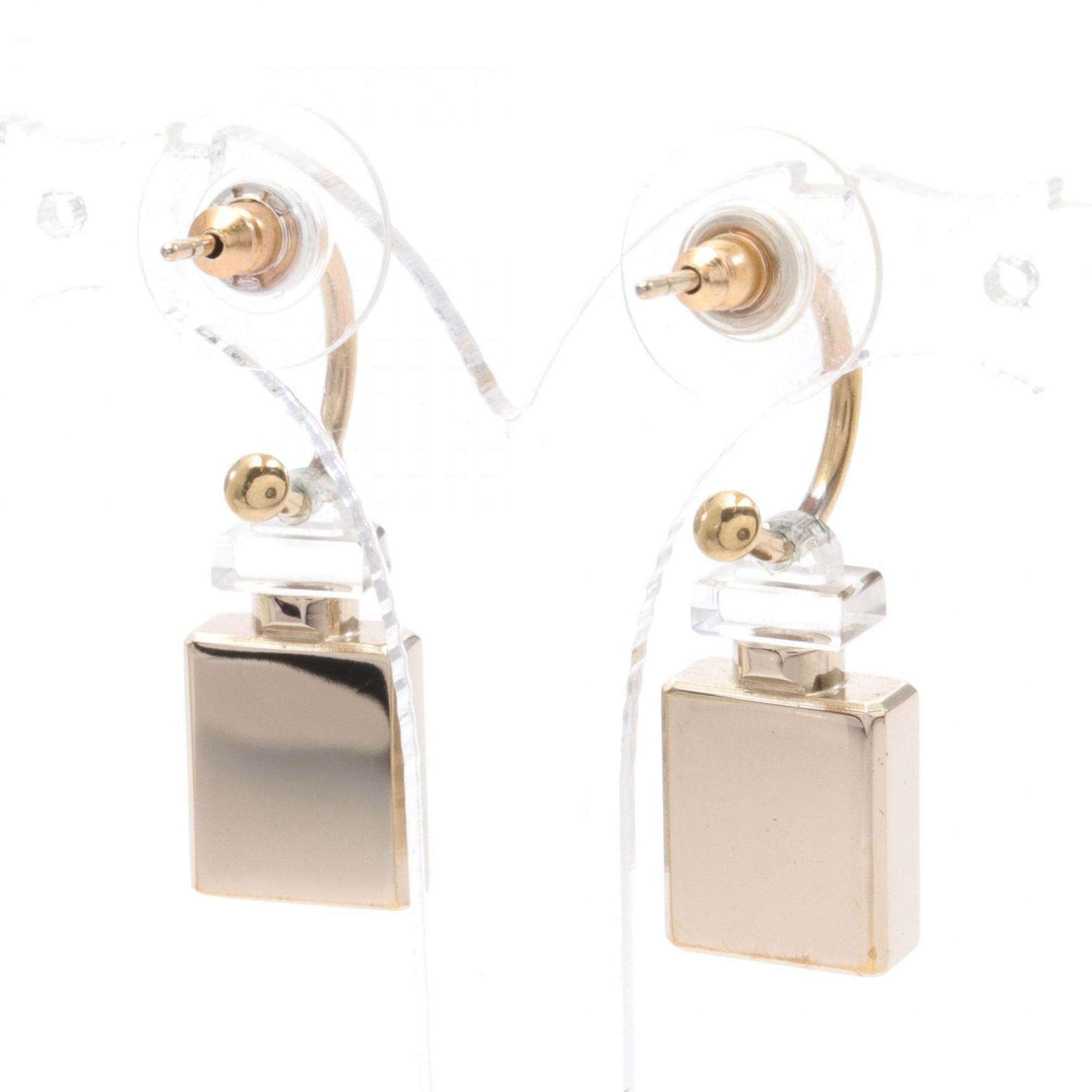 CHANEL No.5 Earrings GP (Gold Plated) Plastic Women's Gold Clear