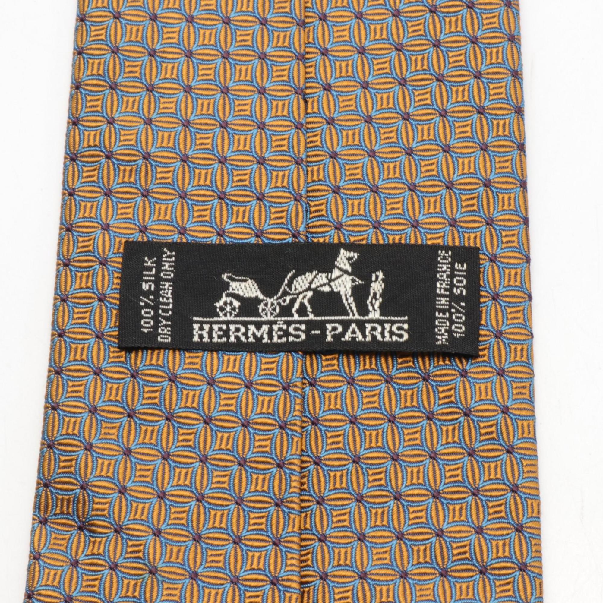 Hermes HERMES Necktie Clothing Silk Men's Brown Blue