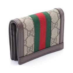 Gucci Ophidia GG Supreme Bi-fold Wallet Coated Canvas Leather Women's Beige Brown Multicolor 52315596IWG8745