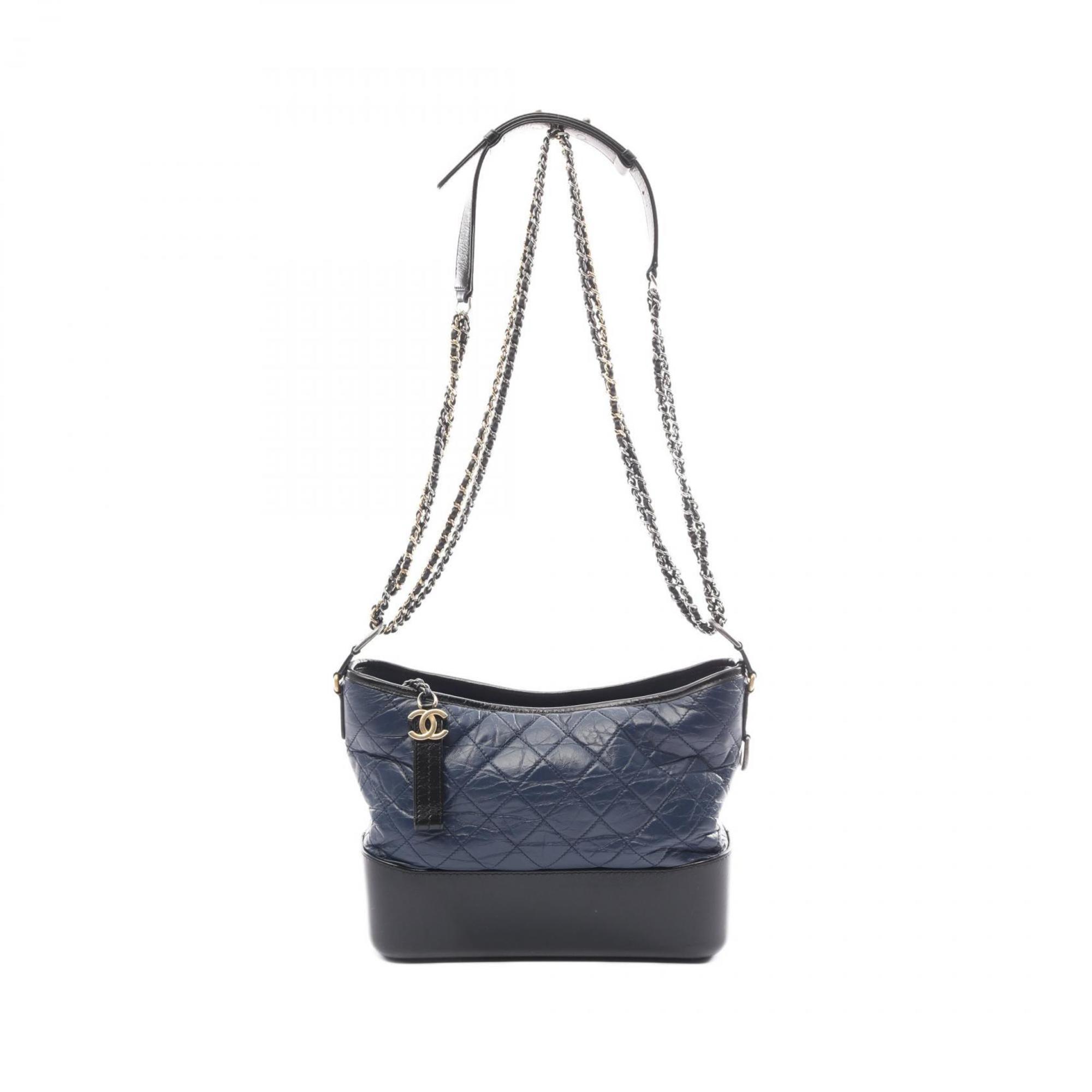 CHANEL Gabrielle de Chanel Large Hobo Shoulder Bag Leather Women's Navy Black A93824