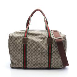 Gucci Large Duffle Bag GG Supreme Sherry Line Boston Coated Canvas Leather Men's Beige Brown Multicolor 760152FACK79768