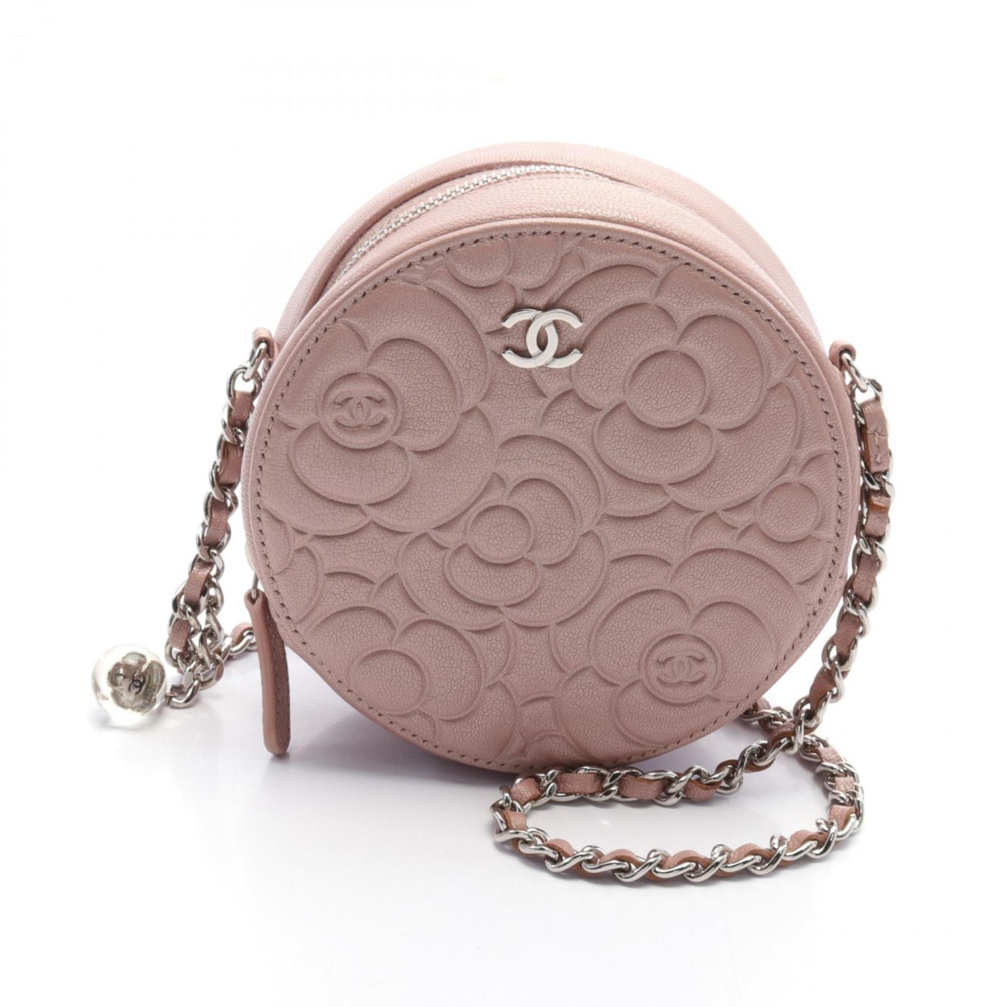 CHANEL Camellia Shoulder Bag Leather Women's Pink AP0118