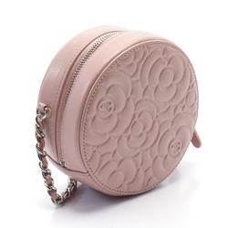 CHANEL Camellia Shoulder Bag Leather Women's Pink AP0118