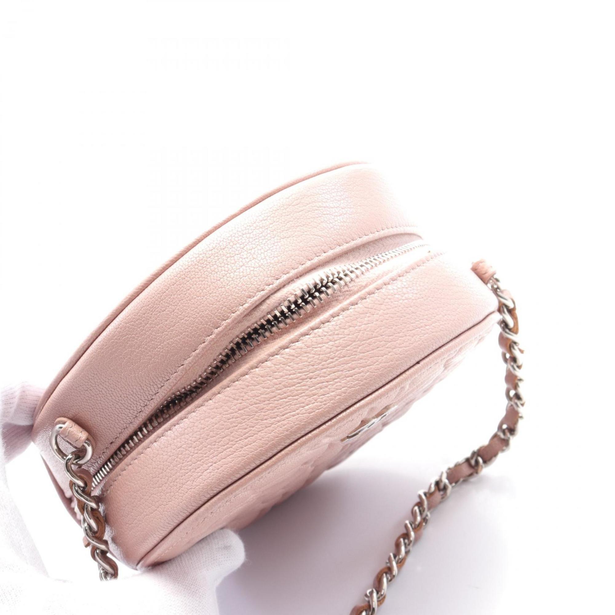 CHANEL Camellia Shoulder Bag Leather Women's Pink AP0118