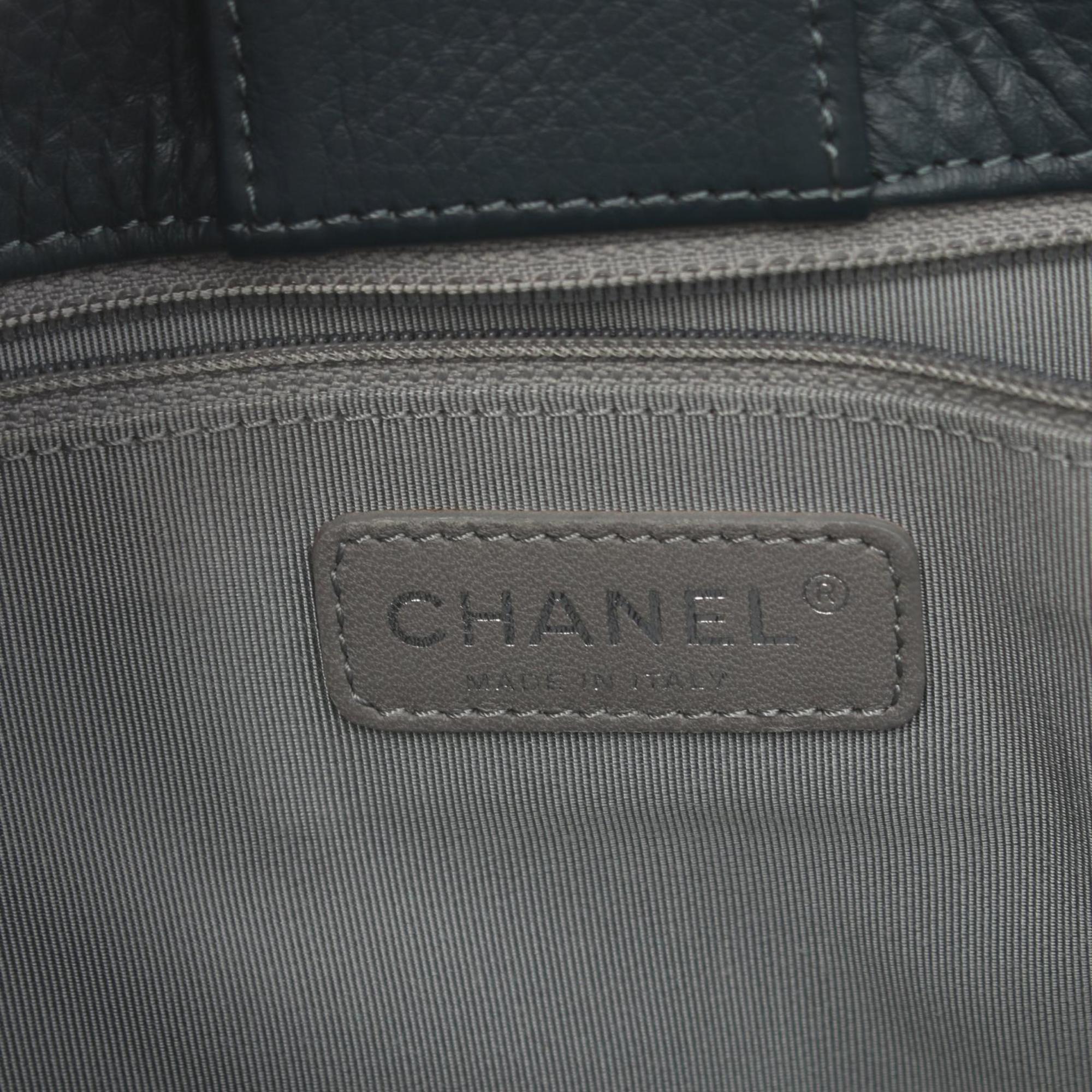 CHANEL Executive Tote Bag Leather Women's Navy