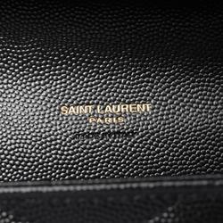 Yves Saint Laurent Saint Laurent Paris Monogram Second Bag Clutch Leather Women's Black 617662BOW011000