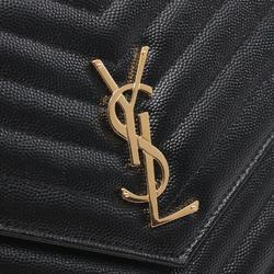 Yves Saint Laurent Saint Laurent Paris Monogram Second Bag Clutch Leather Women's Black 617662BOW011000