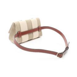 Chloé Chloe WOODY Waist Bag Body Fabric Leather Women's Beige Brown White CHC24AS681L17