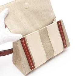 Chloé Chloe WOODY Waist Bag Body Fabric Leather Women's Beige Brown White CHC24AS681L17