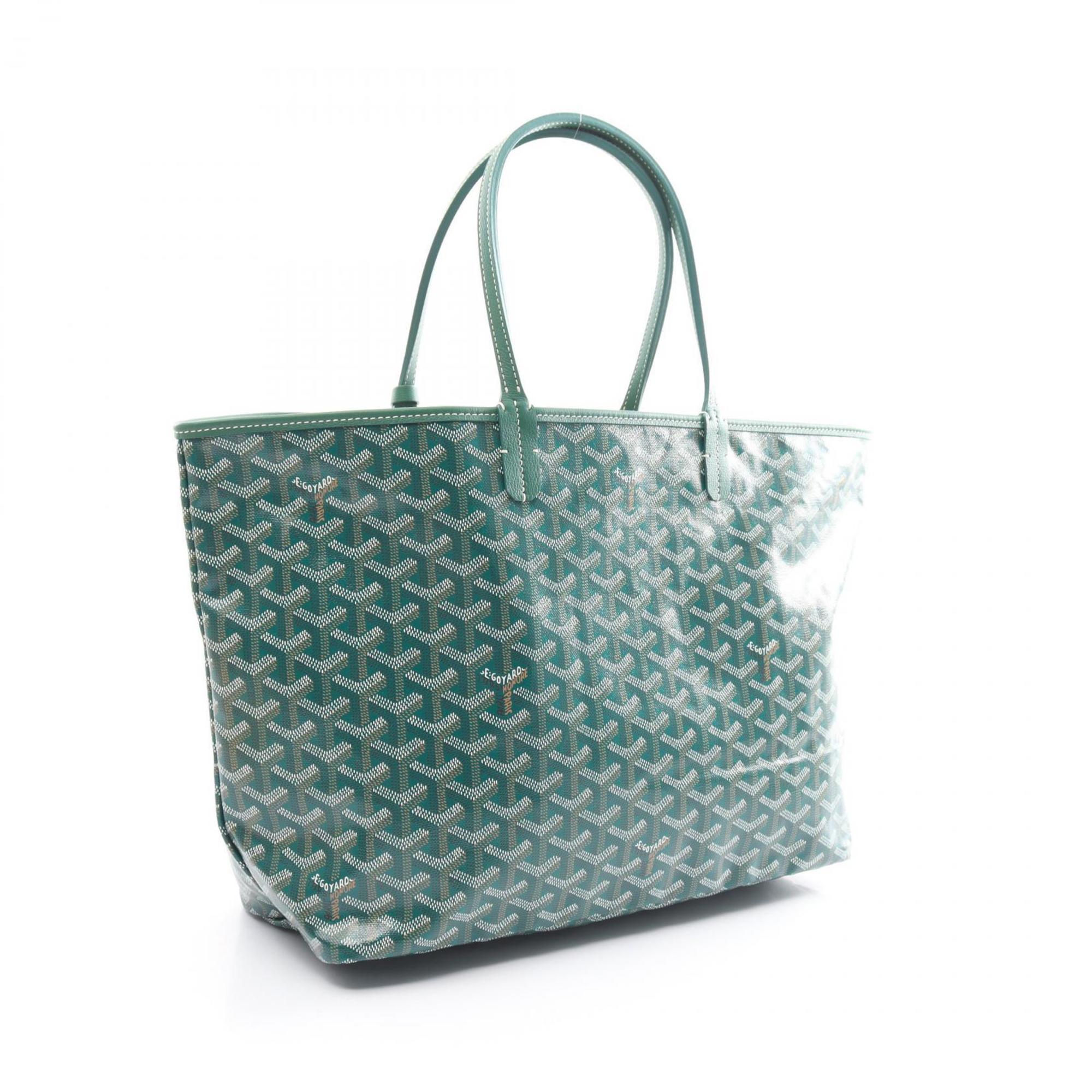 Goyard Saint Louis PM Tote Bag, Coated Canvas, Leather, Women's, Green, Multicolor