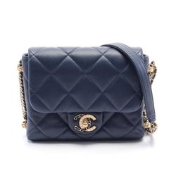 CHANEL 19 Disneuf Matelasse Shoulder Bag, Leather, Women's, Navy