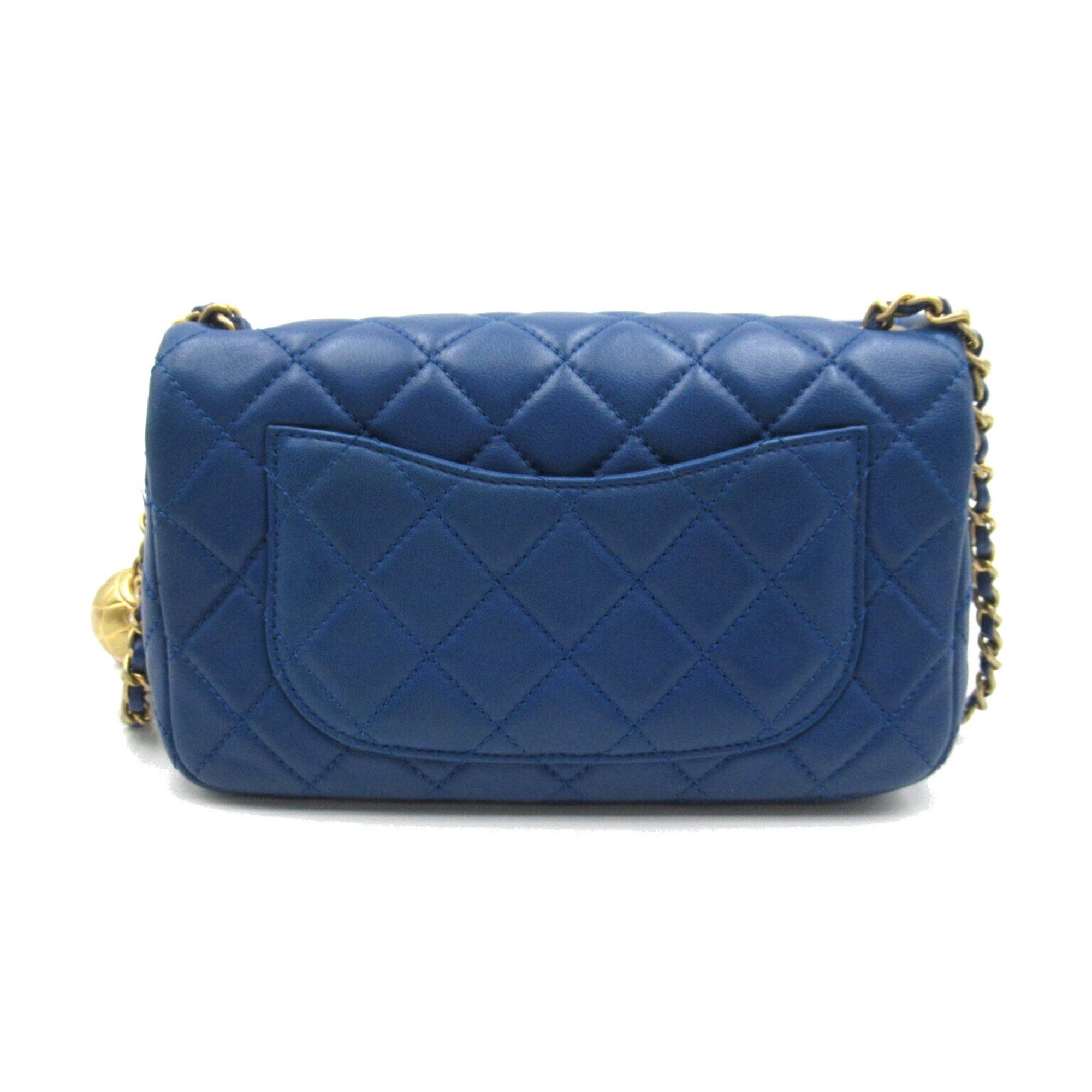 CHANEL Matelasse Chain Shoulder Bag, Lambskin, Women's, Blue, AS1787