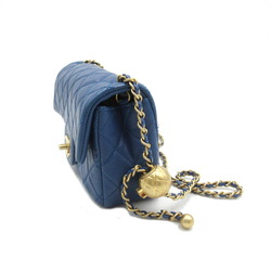 CHANEL Matelasse Chain Shoulder Bag, Lambskin, Women's, Blue, AS1787