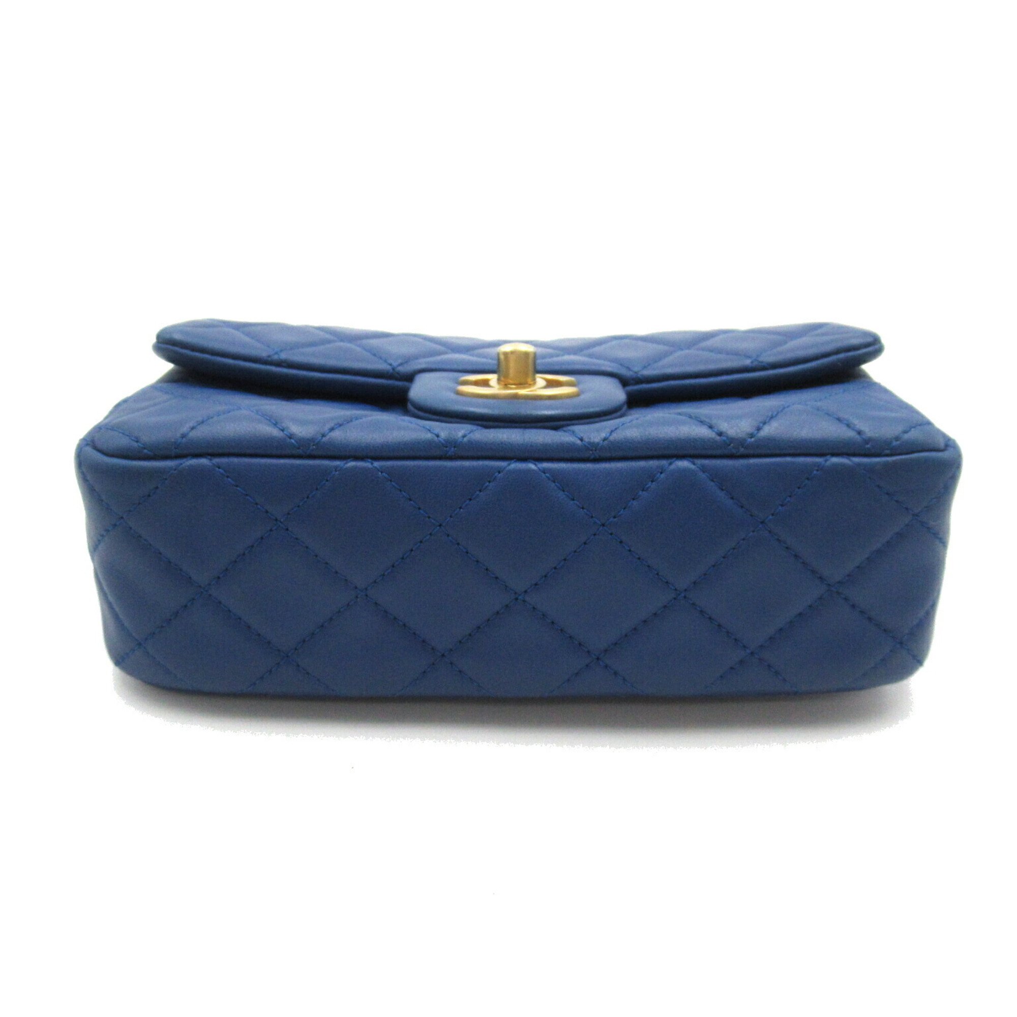 CHANEL Matelasse Chain Shoulder Bag, Lambskin, Women's, Blue, AS1787