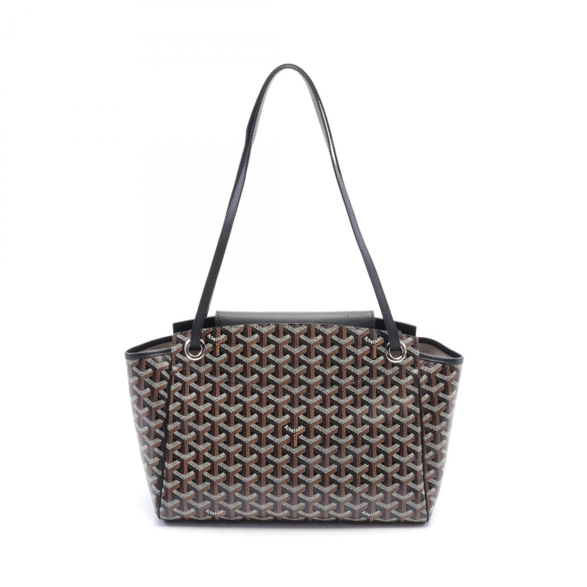 GOYARD Rouette Shoulder Bag, Coated Canvas, Leather, Women's, Black, Brown, White