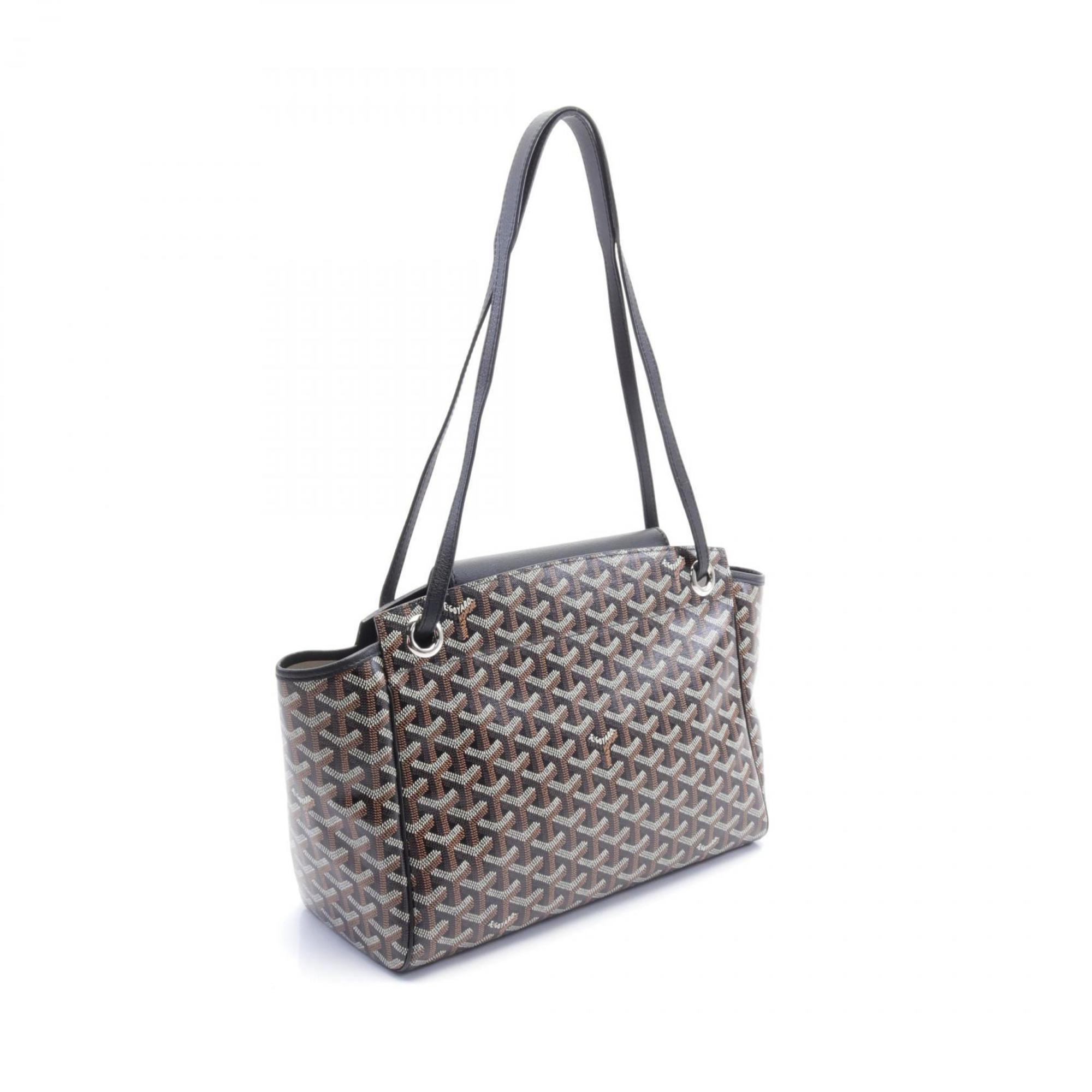 GOYARD Rouette Shoulder Bag, Coated Canvas, Leather, Women's, Black, Brown, White