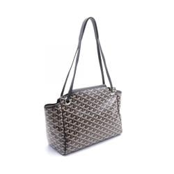 GOYARD Rouette Shoulder Bag, Coated Canvas, Leather, Women's, Black, Brown, White