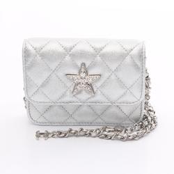 CHANEL Matelasse Shoulder Bag Leather Women's Silver