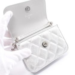 CHANEL Matelasse Shoulder Bag Leather Women's Silver