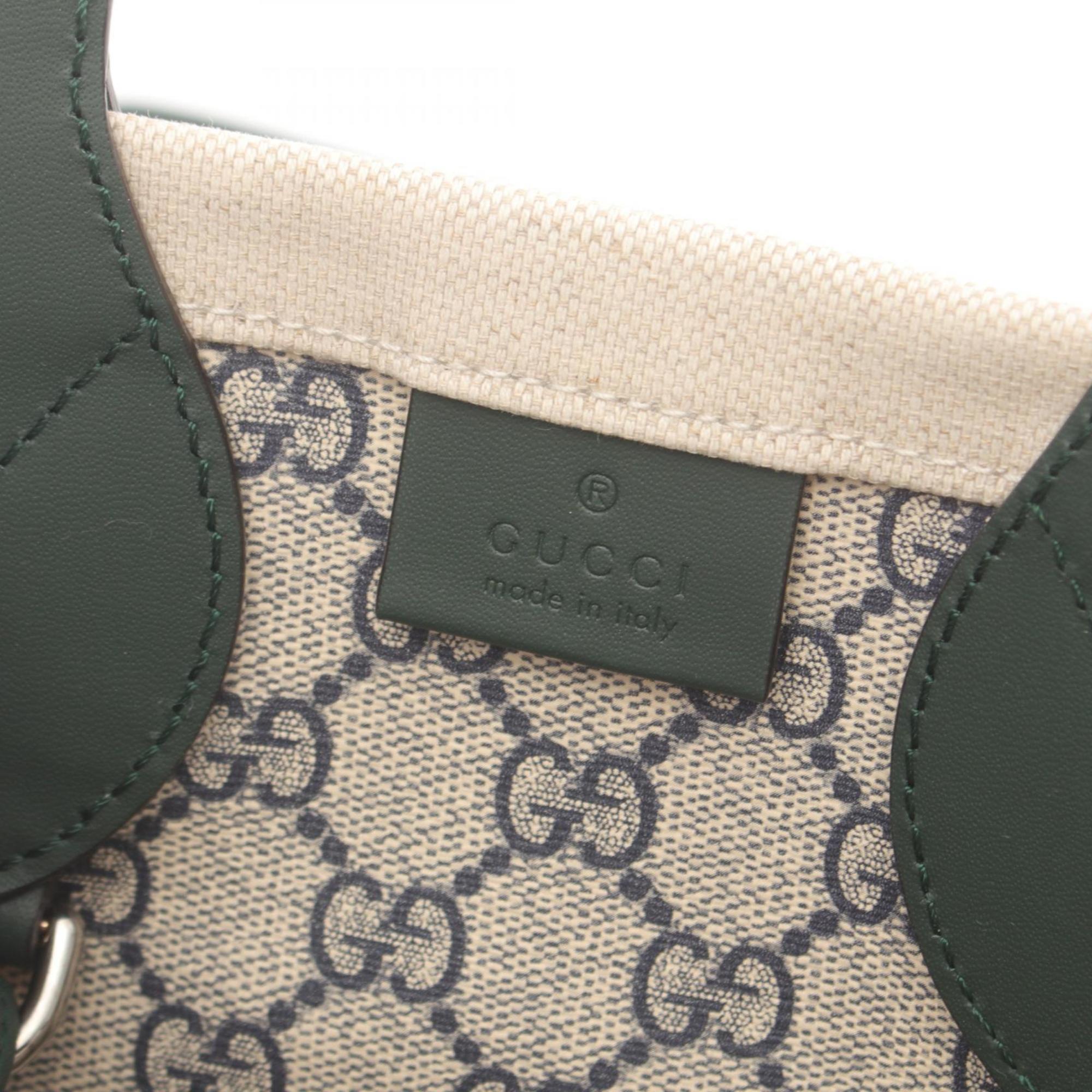 GUCCI Printed Bag Canvas Leather Women's Beige Green 772144FACUL8572