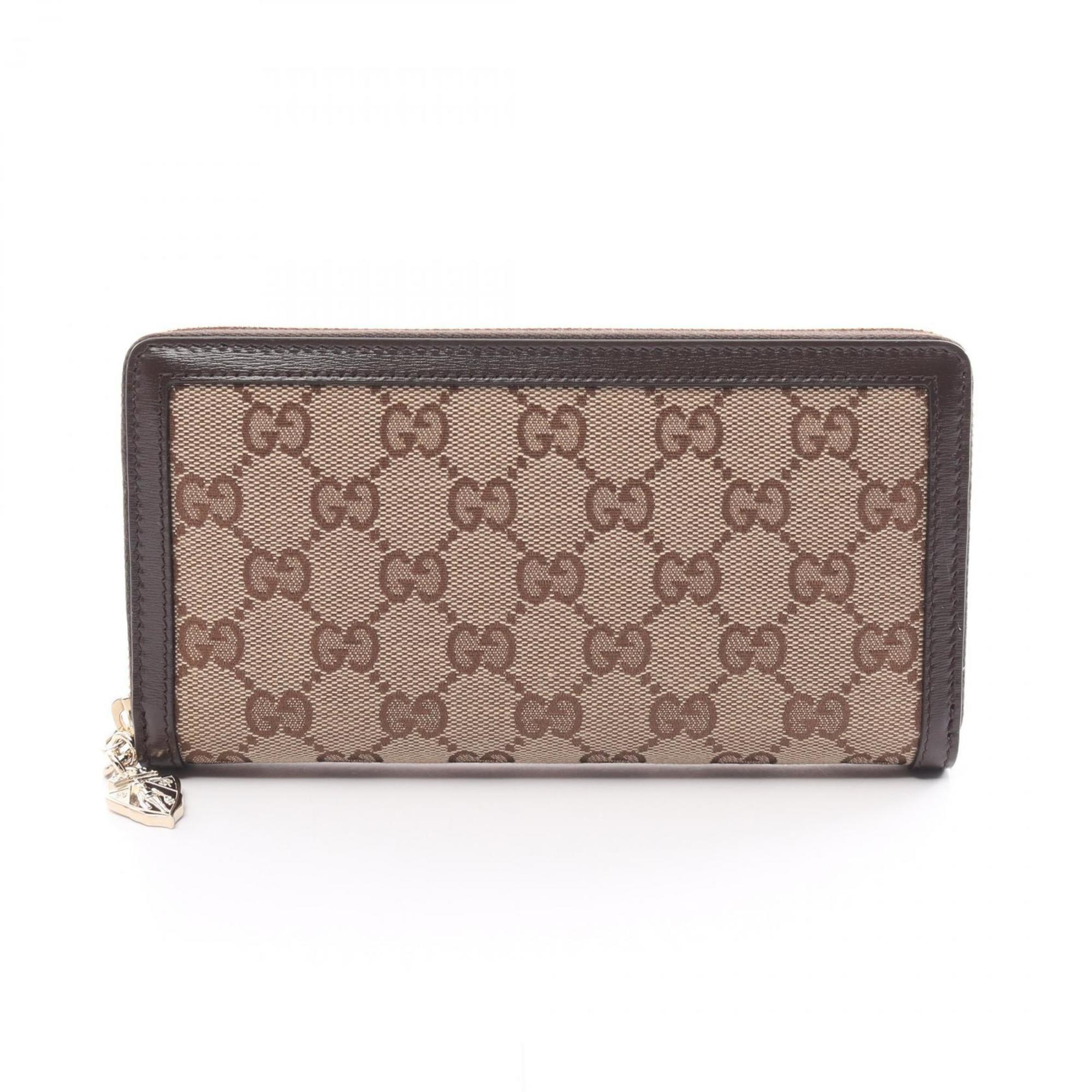 GUCCI Luce GG Canvas Round Long Wallet Leather Women's Beige Brown 790035FADHW9742