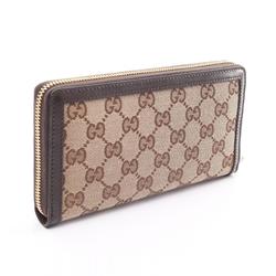 GUCCI Luce GG Canvas Round Long Wallet Leather Women's Beige Brown 790035FADHW9742