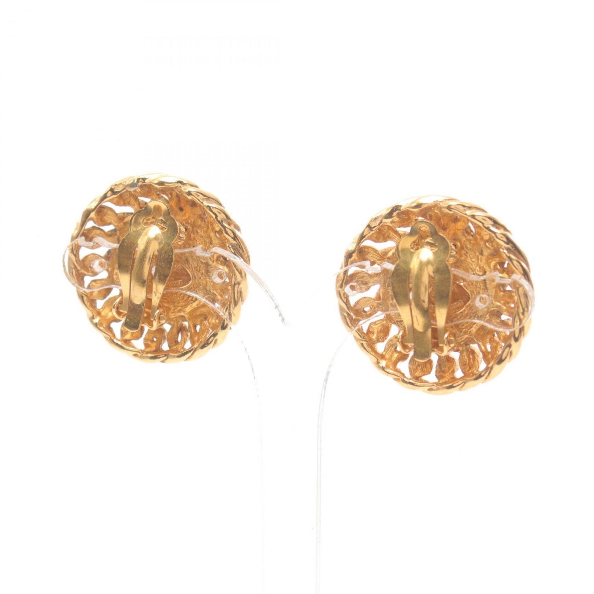 CHANEL Earrings GP (Gold Plated) Fake Pearl Women's Gold White