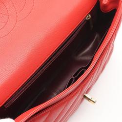 CHANEL Coco Mark Shoulder Bag Leather Women's Red