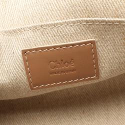 Chloé Chloe WOODY CANVAS SHOULDER Shoulder Bag Fabric Leather Women's Beige Pink Brown CHC24AS681L1726Y