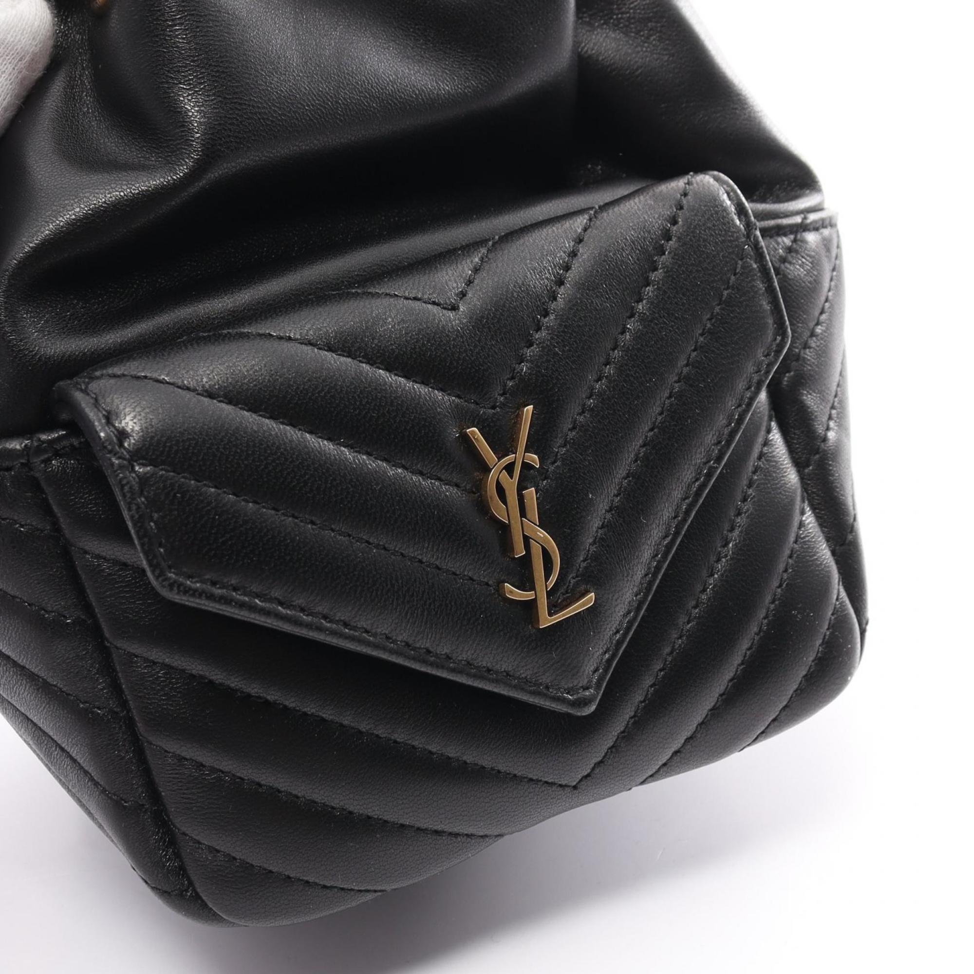 Saint Laurent Joe Bucket Bag Shoulder Leather Women's Black 7607451EL071000