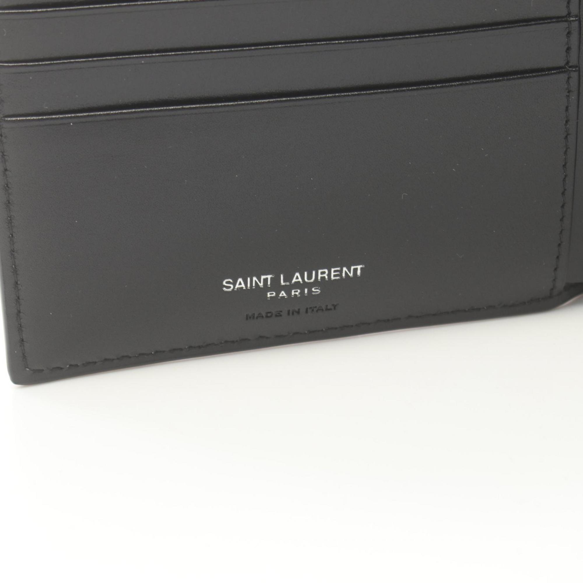 Saint Laurent East West Wallet Monogram Bi-fold Leather Men's Black 4632490SX0E1000