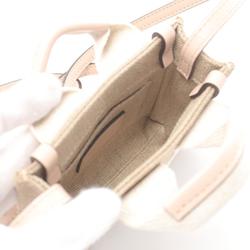 Chloé Chloe WOODY NANO Shoulder Bag Canvas Leather Women's Beige Pink CHC22AP235I266J5