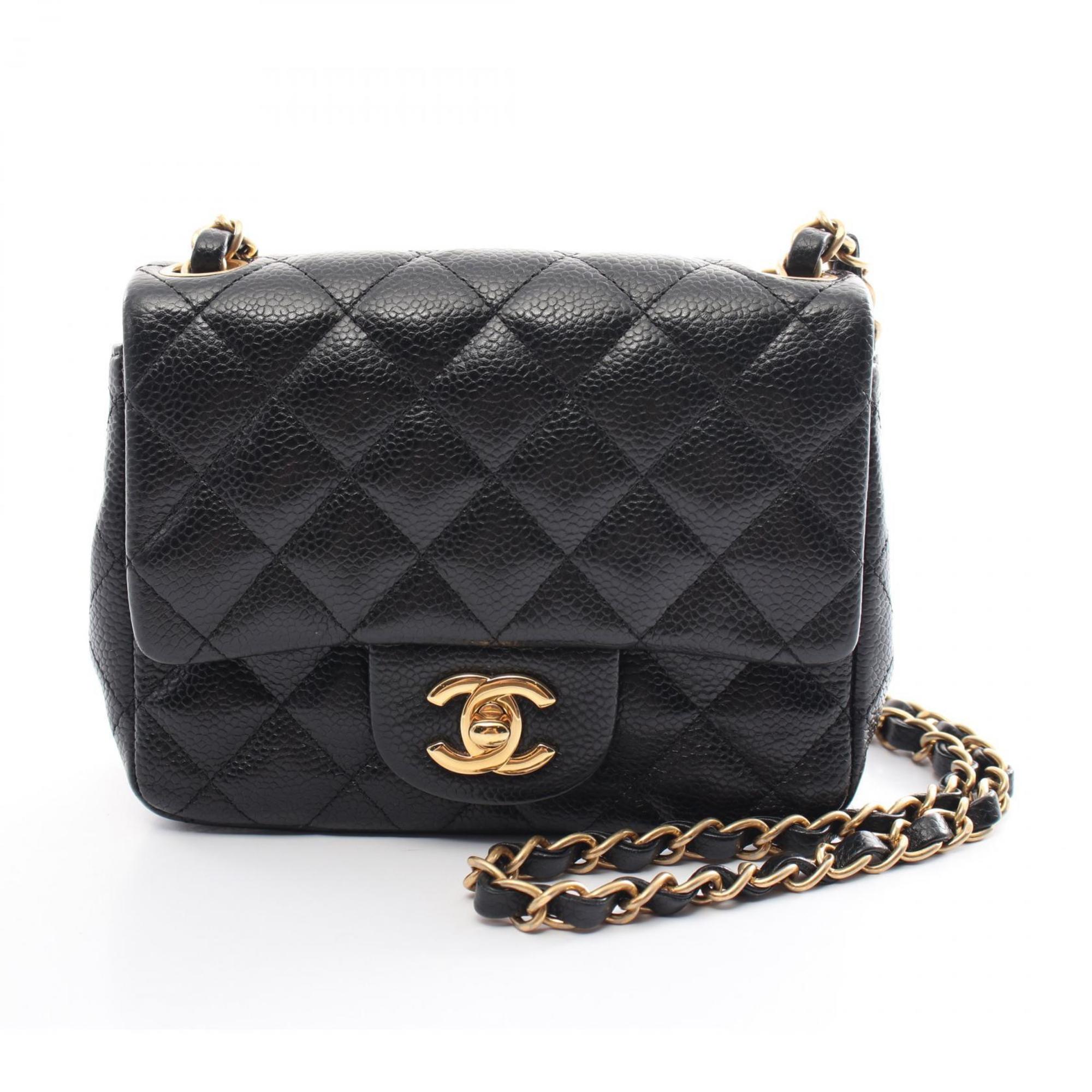 CHANEL Matelasse Shoulder Bag, Caviar Skin (Grained Calf), Women's, Black, A35200