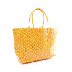 GOYARD Saint Louis PM Tote Bag, Coated Canvas, Leather, Women's, Yellow, Brown, White