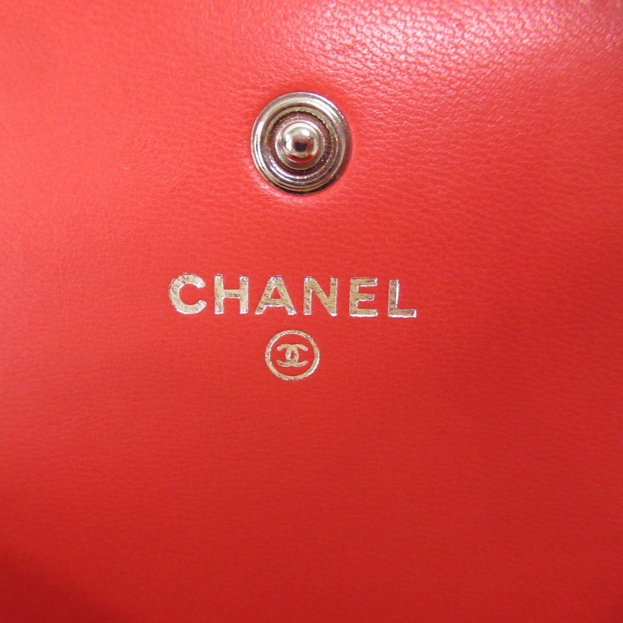 CHANEL Bi-fold Long Wallet Limited Edition Lambskin (Sheepskin) Women's Red 20805318