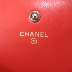 CHANEL Bi-fold Long Wallet Limited Edition Lambskin (Sheepskin) Women's Red 20805318