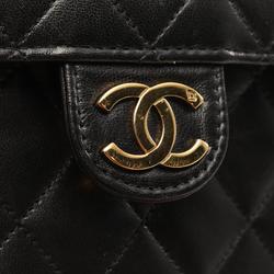 CHANEL Matelasse Push Lock Shoulder Bag, Lambskin, Women's, Black