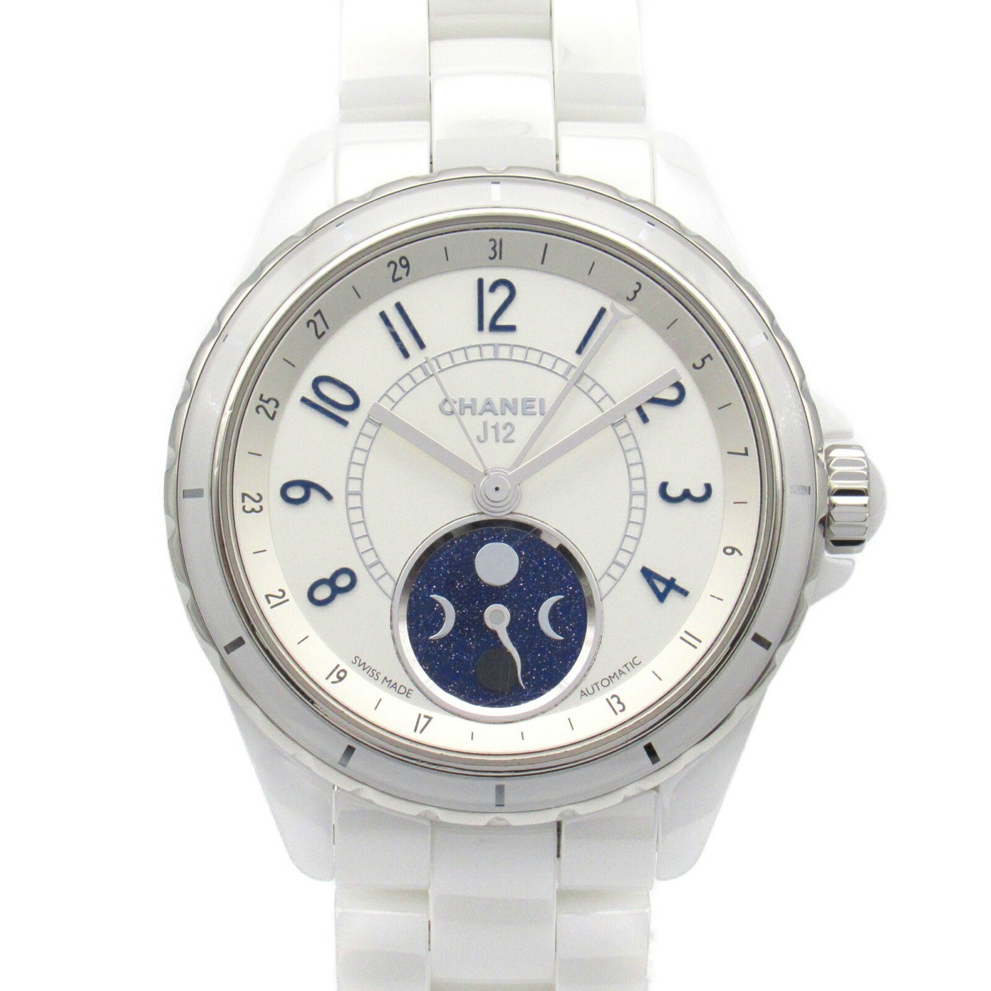 CHANEL J12 Firth de Lune Watch, Ceramic, Men's, Silver, H3404