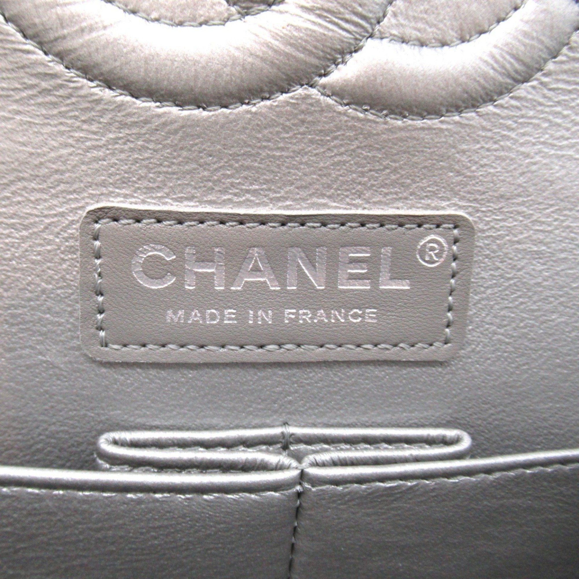 CHANEL V-stitch chain shoulder bag, caviar skin (grained calfskin), women's, silver