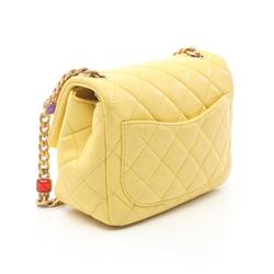 CHANEL Matelasse Gripoie Shoulder Bag, Lambskin, Women's, Yellow