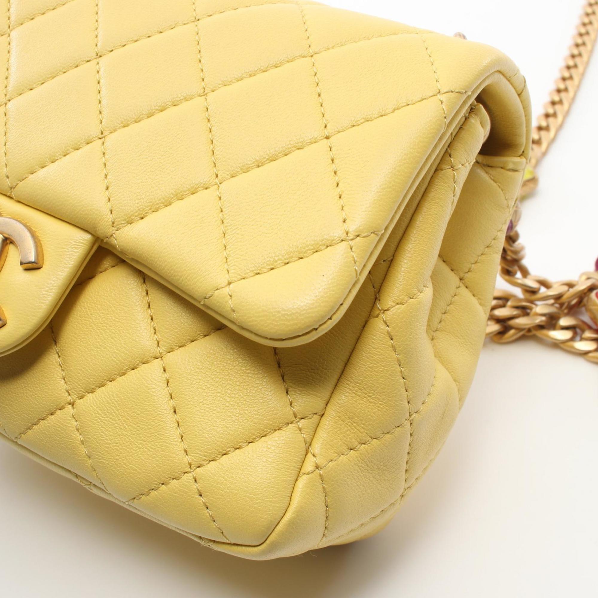 CHANEL Matelasse Gripoie Shoulder Bag, Lambskin, Women's, Yellow