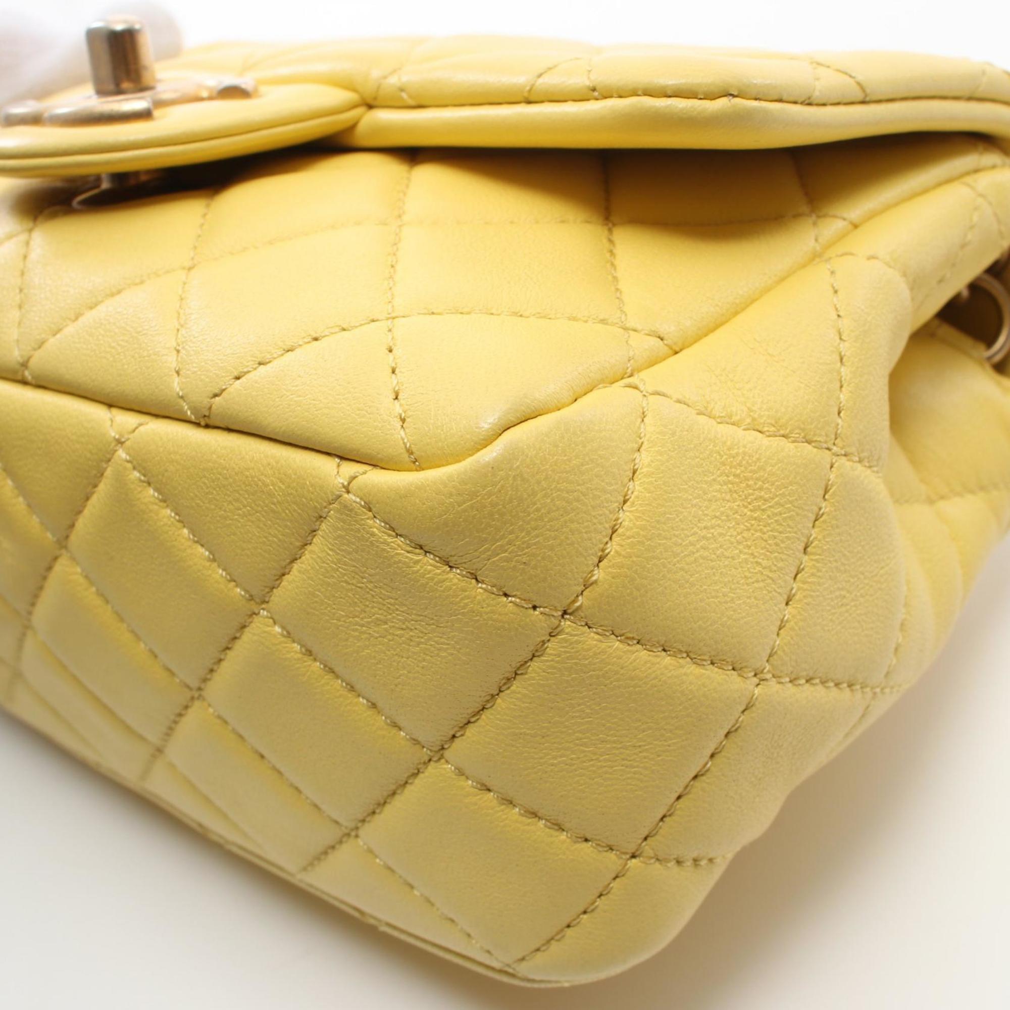 CHANEL Matelasse Gripoie Shoulder Bag, Lambskin, Women's, Yellow