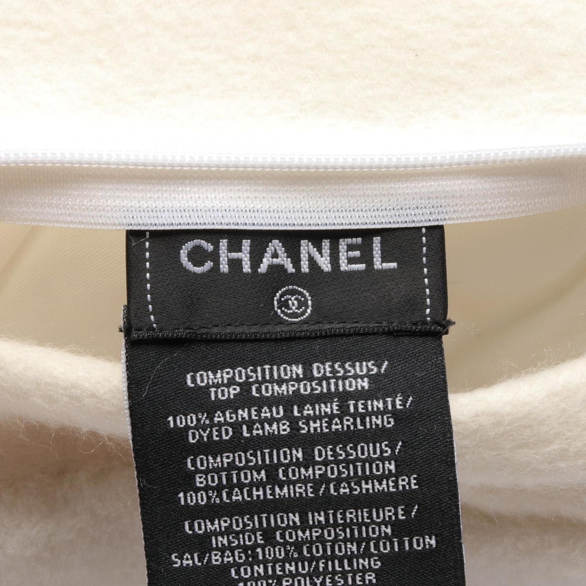 CHANEL Coco Mark Mouton Cashmere Women's White Black