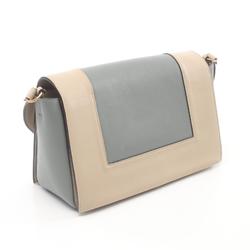 CELINE Frame Medium Shoulder Bag Leather Women's Blue Beige 180263AQO