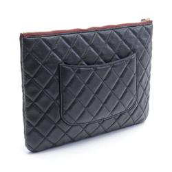 CHANEL Second Bag Clutch Caviar Skin Women's Black